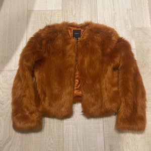 Faux Fur Brown Cropped Jacket